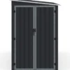 Abri de jardin adossé 3 m² gris en acier galvanisé double porte latérale