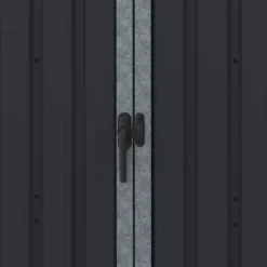Abri de jardin adossé 3 m² gris en acier galvanisé double porte latérale