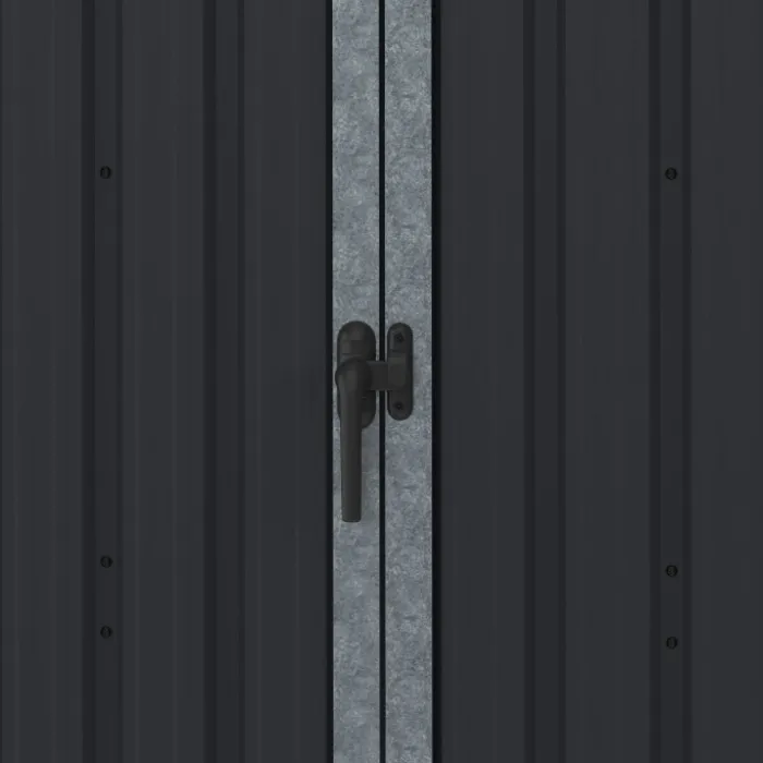 Abri de jardin adossé 3 m² gris en acier galvanisé double porte latérale