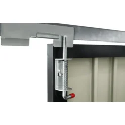 Abri de jardin en métal effet bois verrouillable multi-rangement pour stockage vélos, outils, poubelles