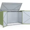 Abri de jardin en métal vert olive verrouillable multi-rangement pour stockage vélos, outils, poubelles