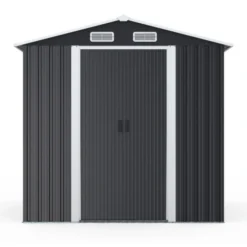 Abri de jardin gris en acier galvanisé