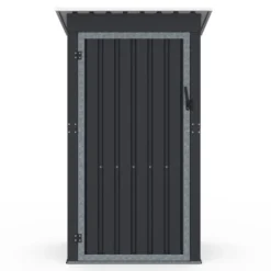 Abri de jardin gris en acier galvanisé 100 x 95 x 160 cm avec toit incliné 1 porte