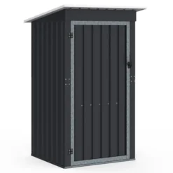 Abri de jardin gris en acier galvanisé 100 x 95 x 160 cm avec toit incliné 1 porte