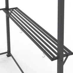 Abri pour barbecue 240 x 150 x 220 cm avec étagères, en métal gris et toit en polycarbonate