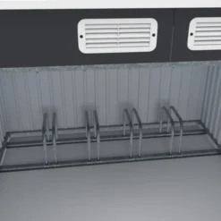 Abri à vélos en métal gris anthracite verrouillable avec kit d'ancrage pour 4 vélos