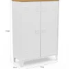 Armoire basse industrielle 2 portes métal noir et plateau bois