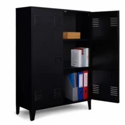 Armoire basse métallique noire