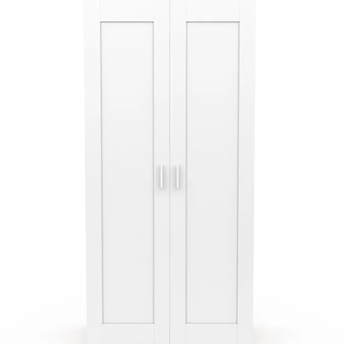 Armoire blanc et bois 2 portes et étagères