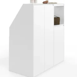 Armoire blanche sous pente 3 portes 1 niche