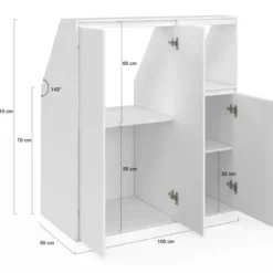 Armoire blanche sous pente 3 portes 1 niche