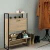 Armoire à chaussures industrielle avec étagère bois et métal