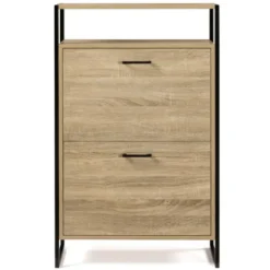 Armoire à chaussures industrielle avec étagère bois et métal