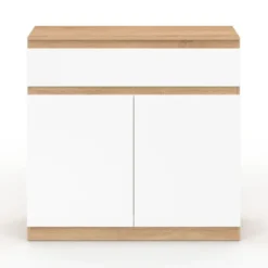 Armoire à chaussures 12 paires 2 portes 1 tiroir blanc et effet bois