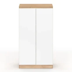 Armoire à chaussures 18 paires 2 portes blanc et effet bois