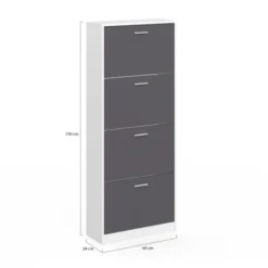 Armoire à chaussures 4 portes grises