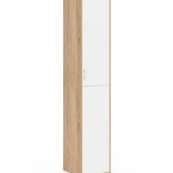 Armoire de bureau bois 180 cm multifonction 3 étagères 1 porte blanche