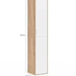 Armoire de bureau bois 180 cm multifonction 3 étagères 1 porte blanche