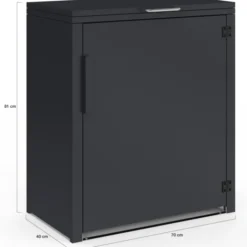 Armoire de jardin en métal 70 x 40 x 80 cm gris anthracite avec porte et toit relevable