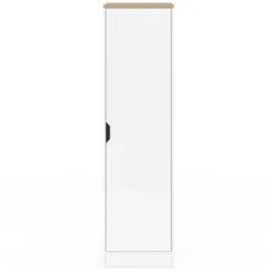 Armoire de rangement 1 porte avec étagères blanc et bois