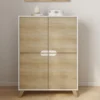 Armoire de rangement scandinave avec 4 portes blanc et bois