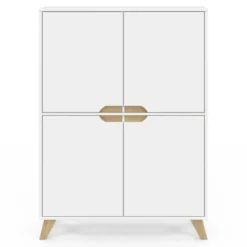 Armoire de rangement scandinave avec 4 portes bois blanc