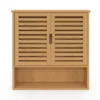 Armoire de salle de bain murale en bambou 2 portes et étagère