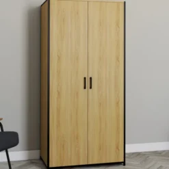 Armoire grande capacité avec penderie et étagères