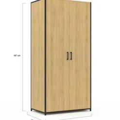 Armoire grande capacité avec penderie et étagères