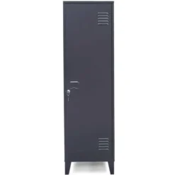 Armoire industrielle vestiaire métallique et bois gris foncé