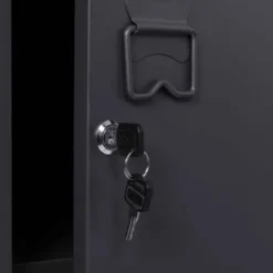 Armoire industrielle vestiaire métallique et bois gris foncé