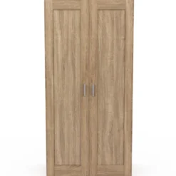 Armoire penderie en hêtre avec 2 portes et étagères