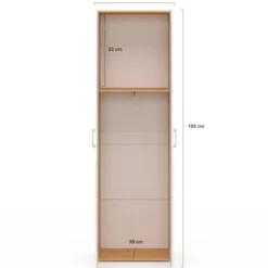 Armoire 2 portes blanc et bois penderie 50 cm avec étagère