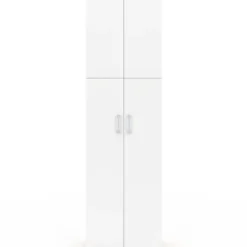 Armoire 2 portes blanc et bois penderie 50 cm avec étagère