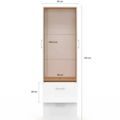Armoire 2 portes blanc et bois penderie 50 cm avec 2 tiroirs