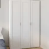 Armoire 3 portes blanche penderie et rangement 120 cm