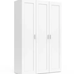 Armoire 3 portes blanche penderie et rangement 120 cm