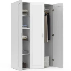 Armoire 3 portes blanche penderie et rangement 120 cm