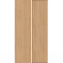 Armoire 2 portes coulissantes blanc et bois penderie 100 cm avec étagères rangement maxi capacité