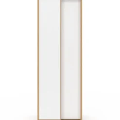 Armoire 2 portes coulissantes SLIDEA bois et blanc 60 cm penderie avec étagère