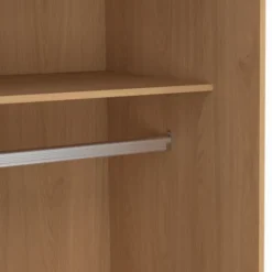 Armoire 2 portes coulissantes SLIDEA bois et blanc 60 cm penderie avec étagère