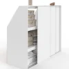Armoire sous pente 3 portes coulissantes 3 niveaux 130 x 50 x 70/110 cm blanc