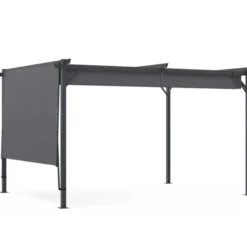 Auvent inclinable et réglable 250 x 150 cm pour pergola toit rétractable gris anthracite