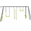 Balançoire 4 portiques pour jardin avec panier de basket et but de foot