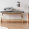 Banc bambou tissu gris style scandinave