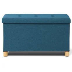 Banc coffre bleu canard 76 cm
