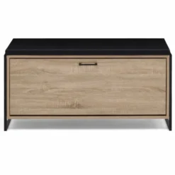 Banc d'entrée industriel avec coussin et rangement chaussures 100 cm