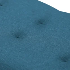 Banquette rangement tissu bleu canard en lin