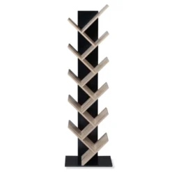 Bibliothèque arbre bois noir et façon hêtre 10 niveaux