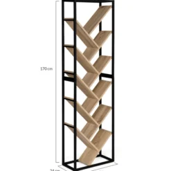 Bibliothèque arbre style industriel bois et métal 10 niveaux